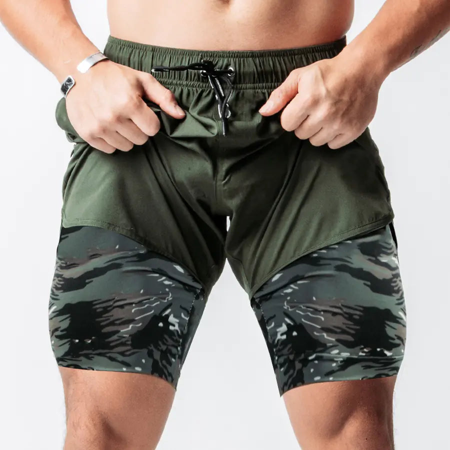 Double Layer Gym Shorts w/ Zip Pockets