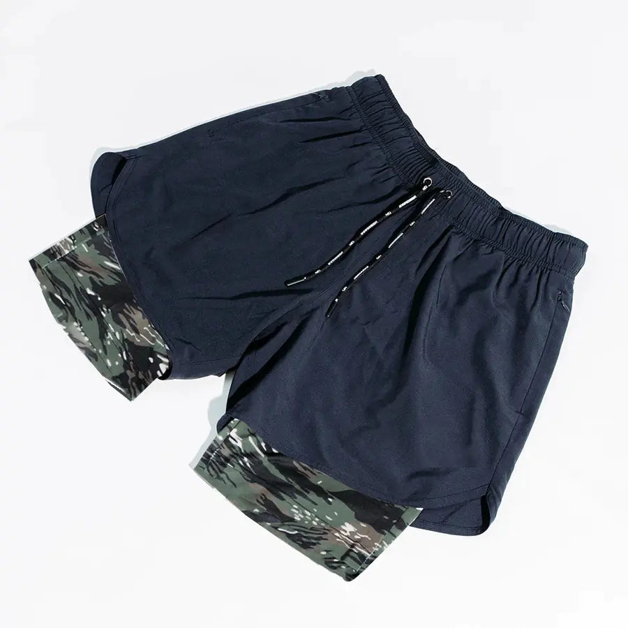 Double Layer Gym Shorts w/ Zip Pockets