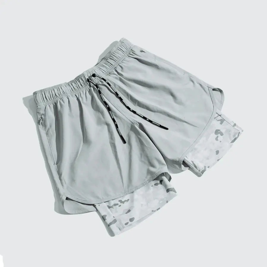 Double Layer Gym Shorts w/ Zip Pockets