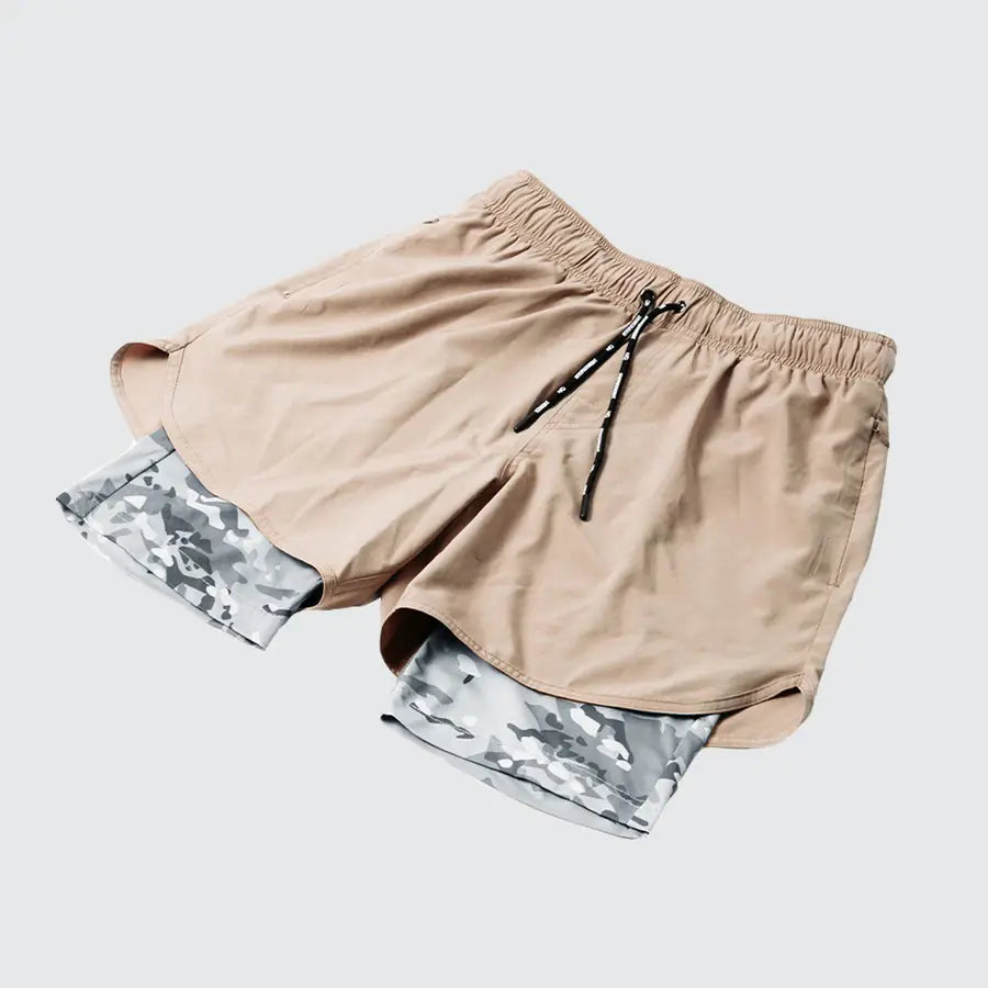 Double Layer Gym Shorts w/ Zip Pockets