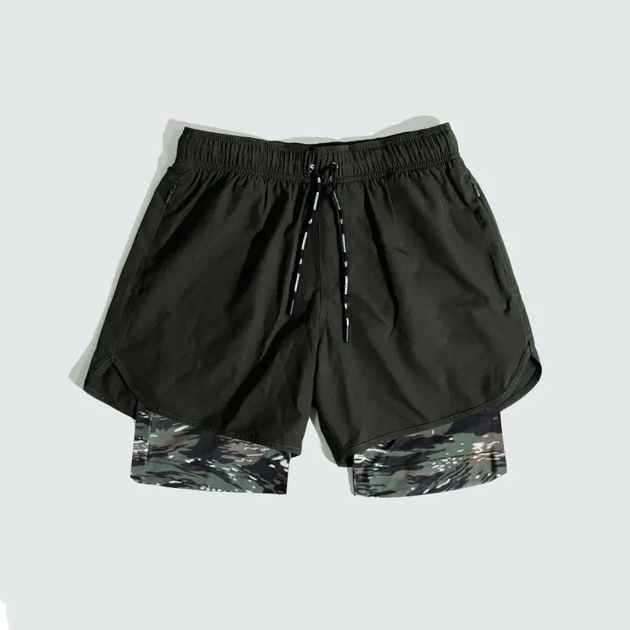 Double Layer Gym Shorts w/ Zip Pockets